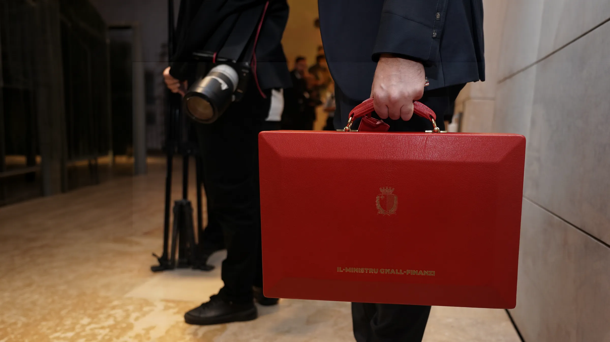 The red Budget briefcase of Malta's Minister for Finance