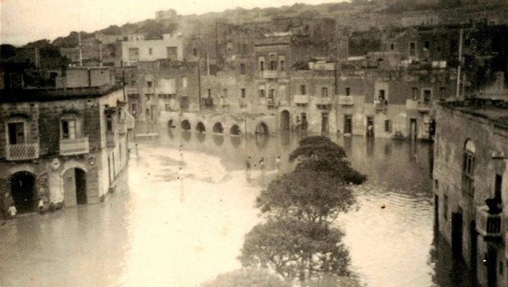 Vintage photograph of inundation at Msida