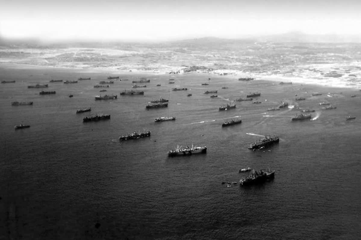 Arial view of Operation Husky in Sicily