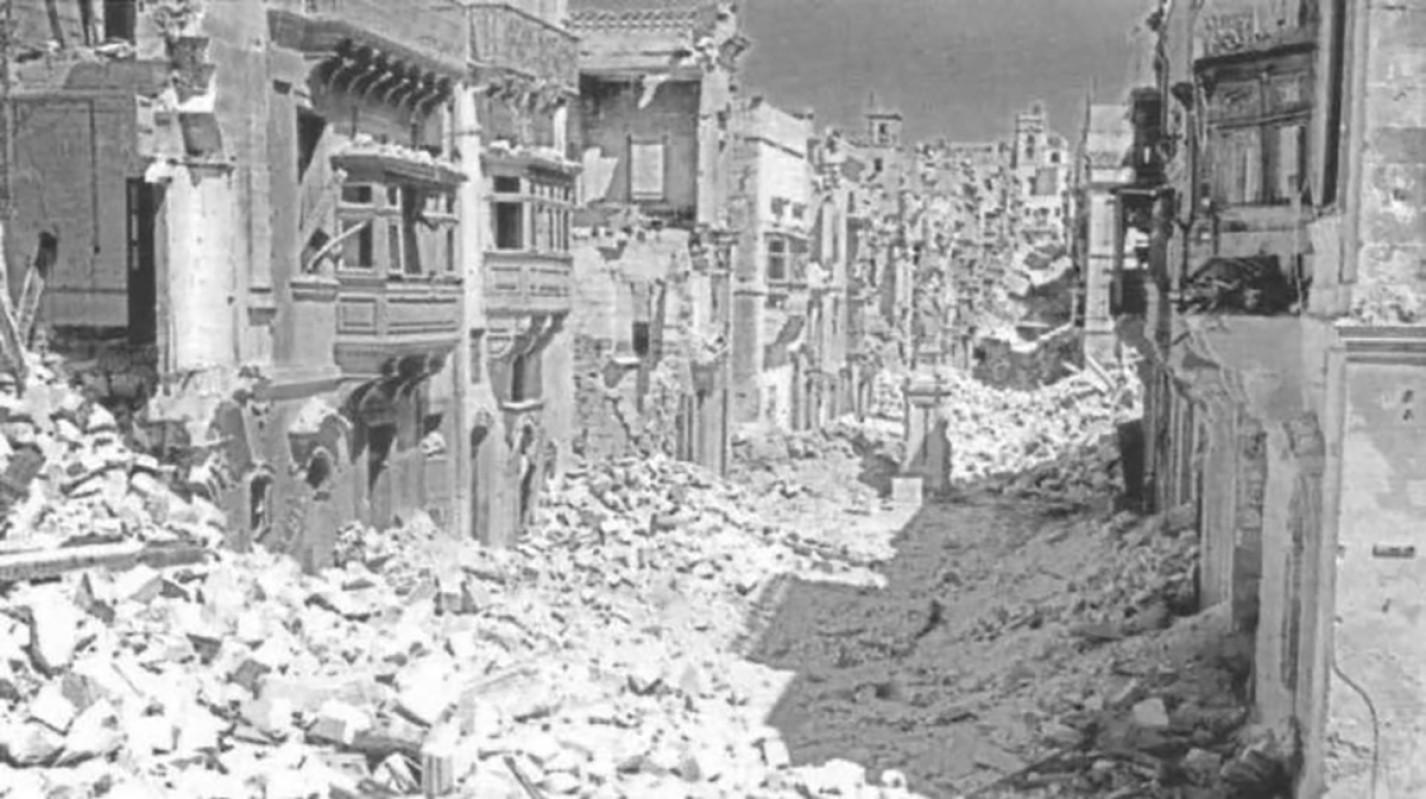 Senglea destroyed after the blitz - Source Times of Malta